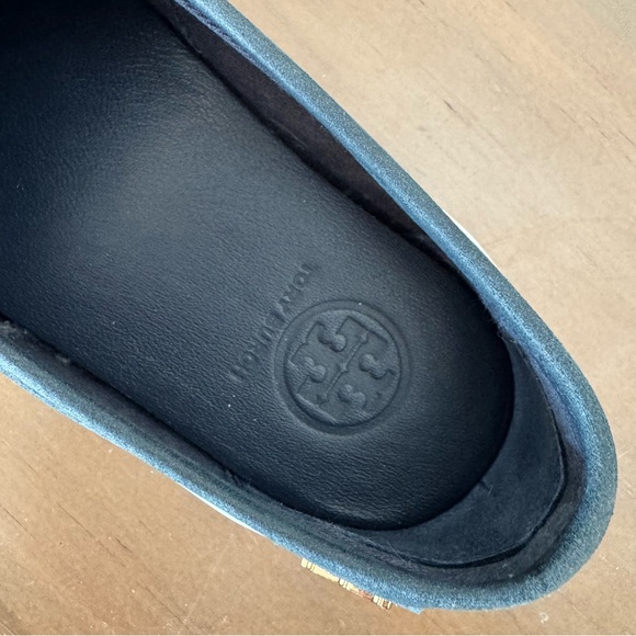 Tory Burch Floyd Snakeskin Leather Slip-On Sneakers in Embossed Blue - Picture 4 of 6